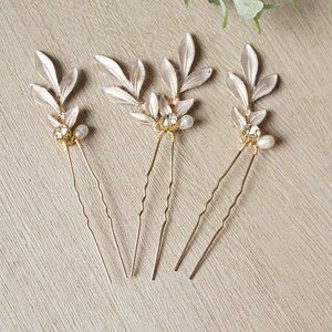 Bridal Hair Pins Set of 3 Rose Gold Hair Pins Wedding Hair Accessories